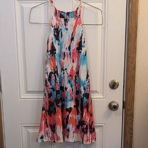 Colorful Sleeveless Halter Dress
